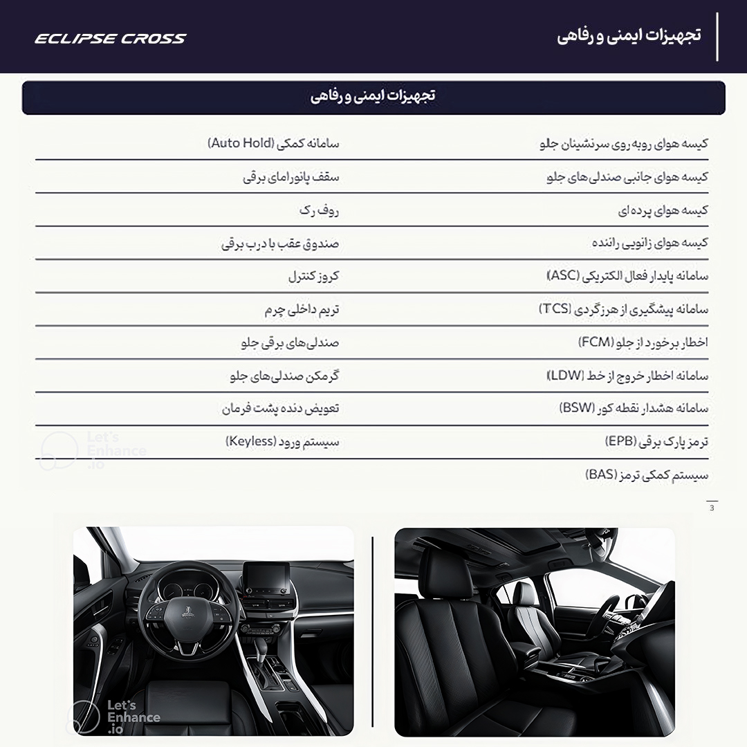 مشخصات موتور و فنی میتسوبیشی اکلیپس کراس